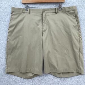 Nike Golf Shorts Mens 40 Khaki Dri Fit 9" Standard Fit Flat Front Chinos Outdoor